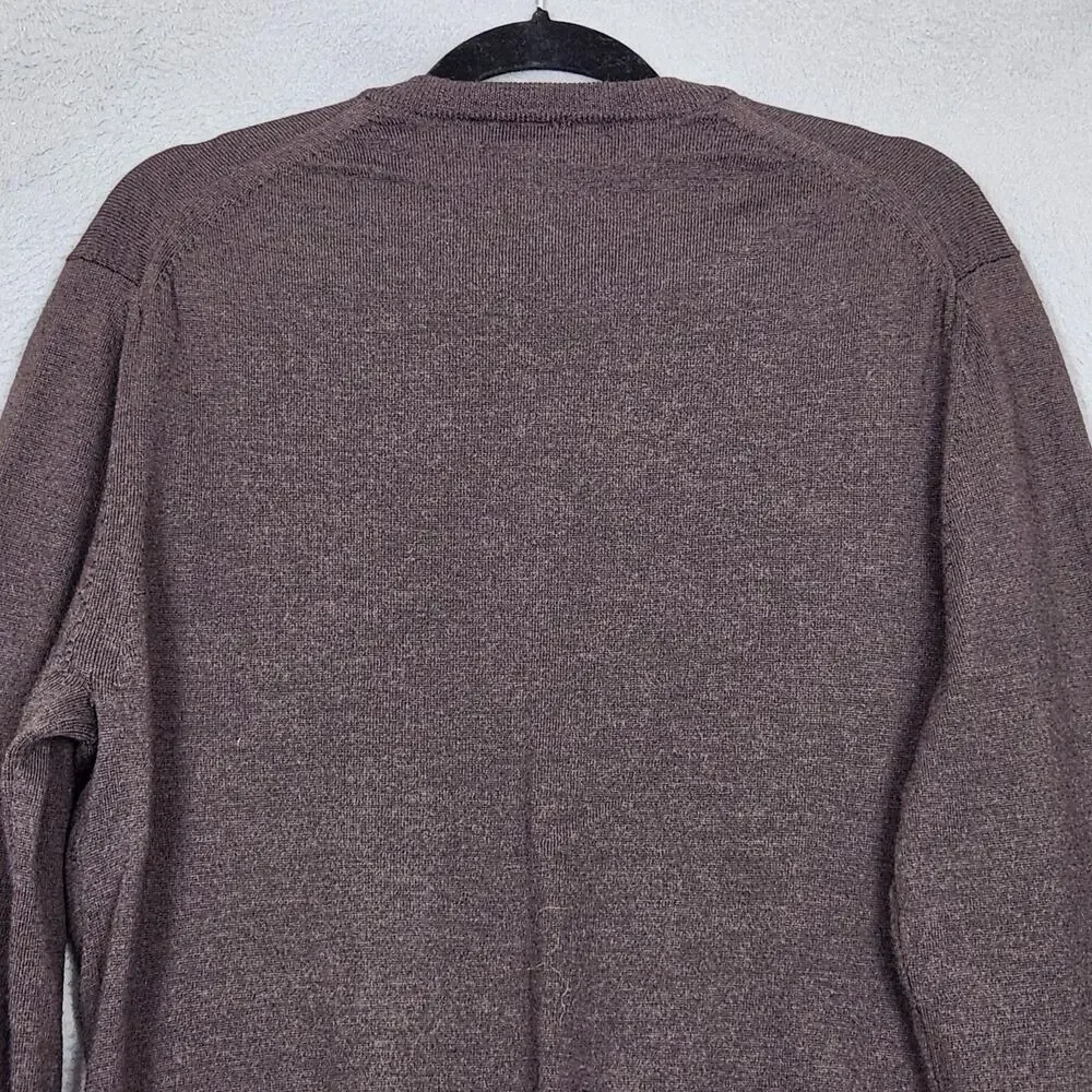 Express Design Studio Sweater Mens Large Brown Italian Merino Wool V Neck Knit